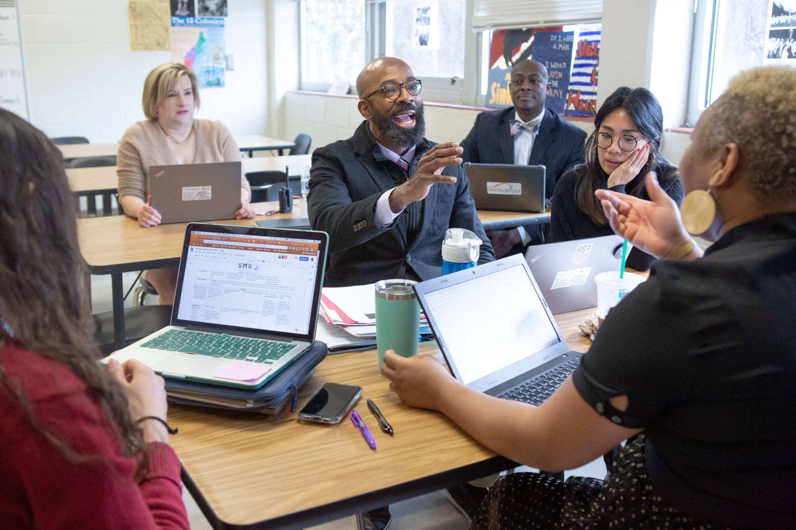 Middle school history teachers discuss their lesson plans for teaching about the Great Depression.